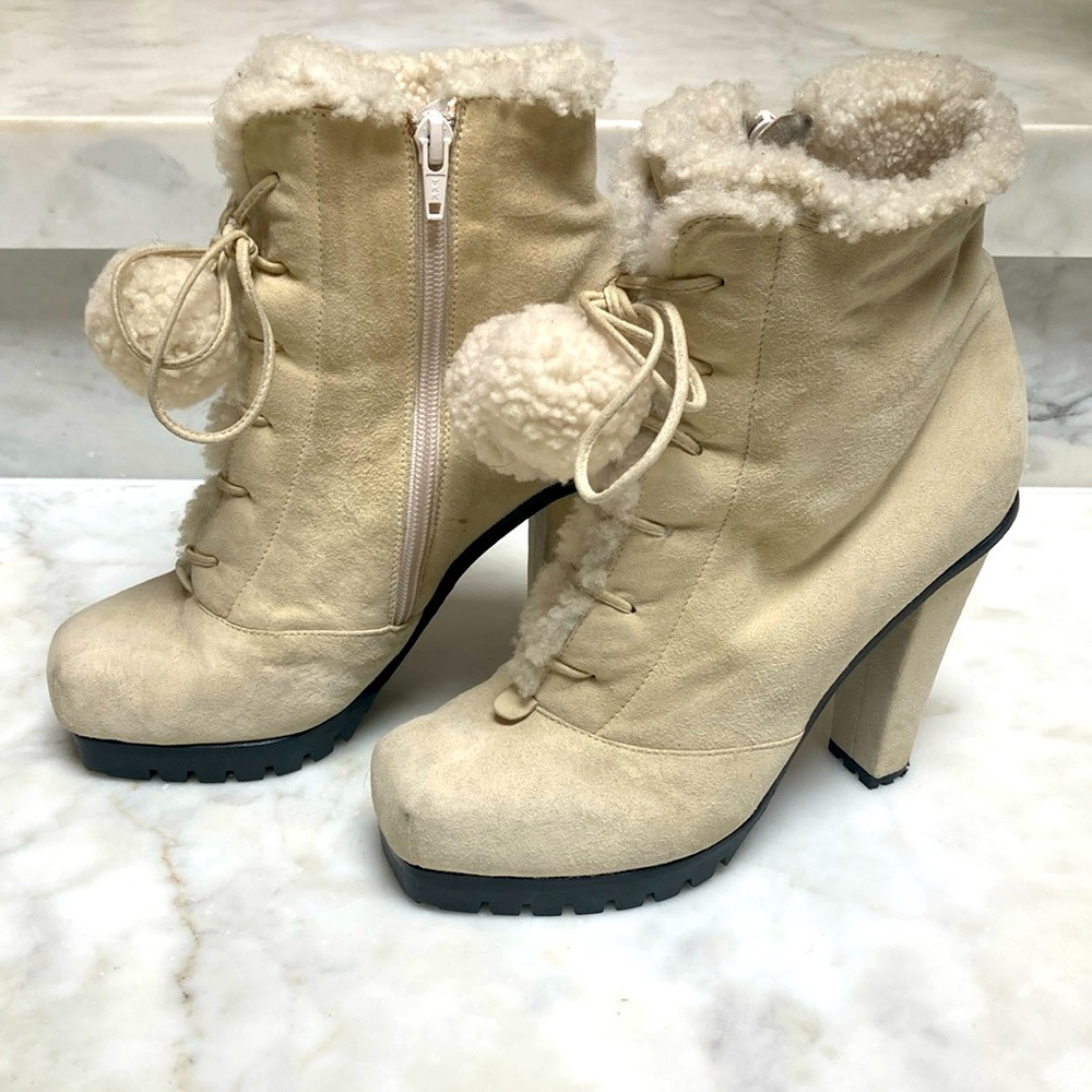 Marc Jacobs White Suede Shearling-lined Skater Boots